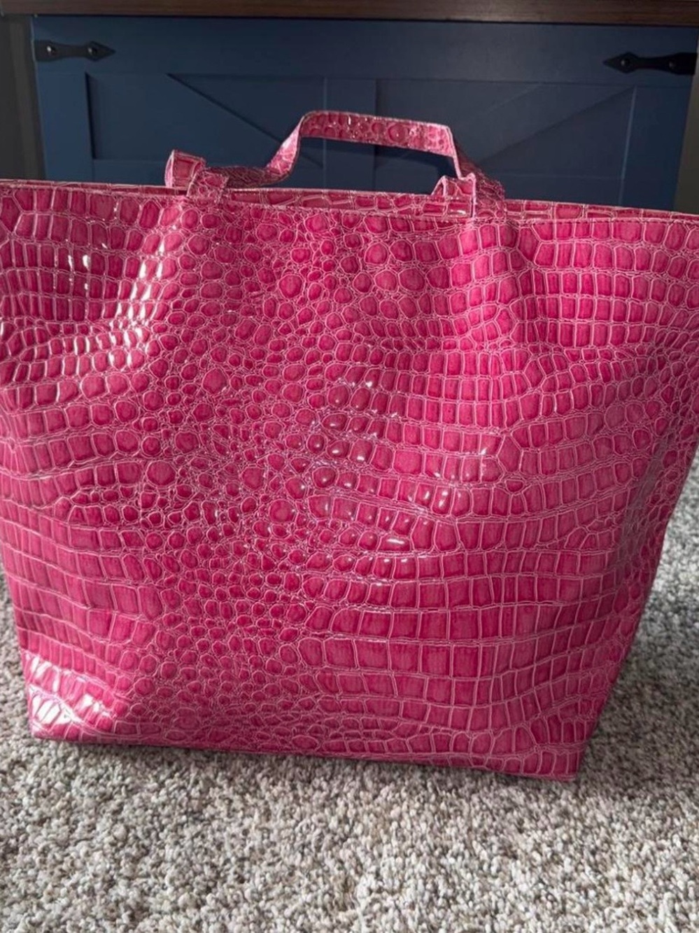 Bath & Body Works Hot Pink Croc-Embossed Tote